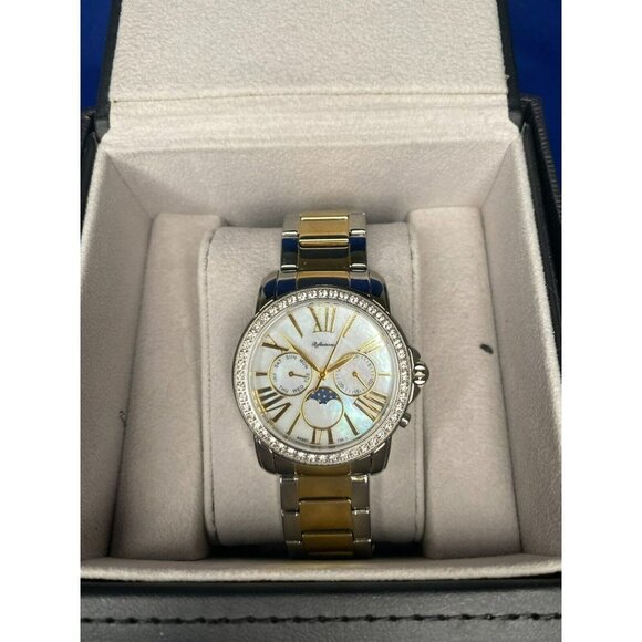 Private Label MOP Dial 39MM Moon-Phase Triple Register Two Tone Watch! 167 - Picture 15 of 16